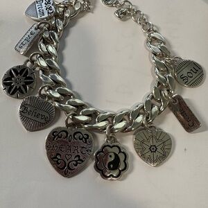 Brighton Chunky Heart & Charm Bracelet with Inspirational Charms